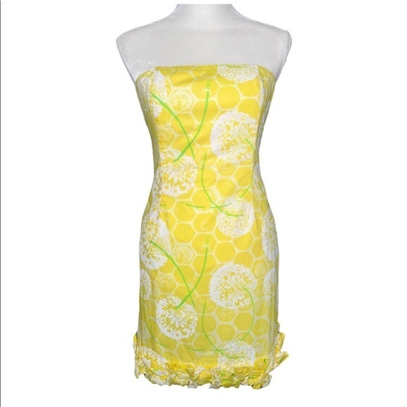 Lilly Pulitzer Olie Dandelions Strapless‎ Sundress Size 2 - Picture 1 of 1
